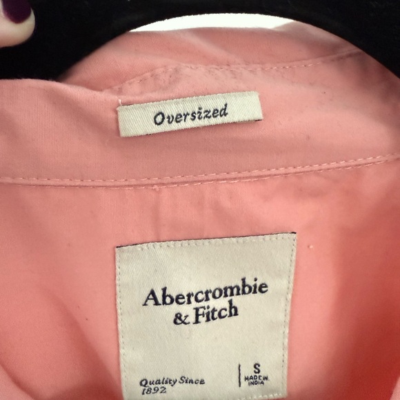 Abercrombie & Fitch Oversized Poplin ButtonDown Shirt Women’s Size S Salmon Pink - Picture 3 of 5